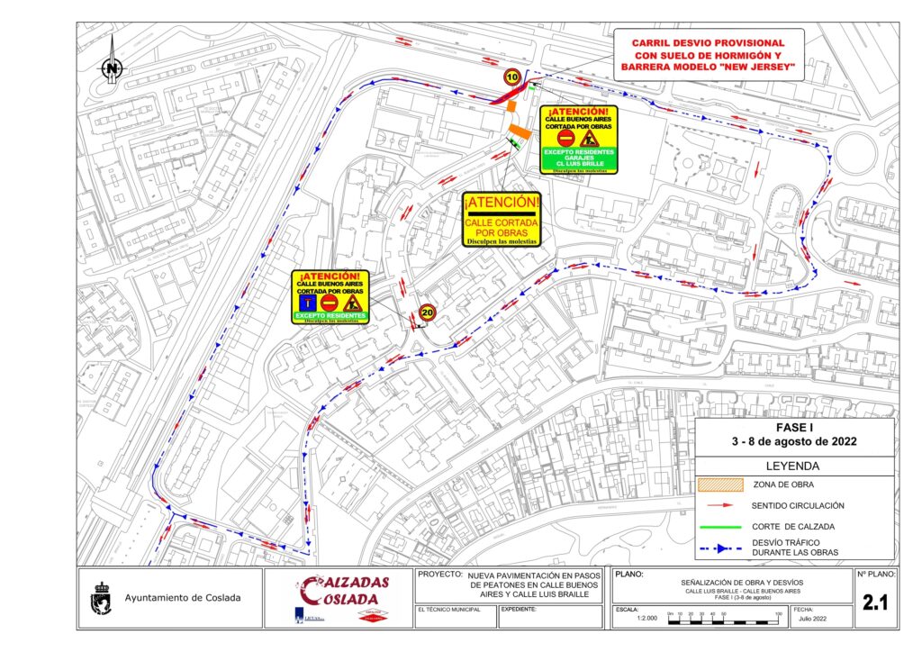 Plano de la fase 1 de los cortes de tráfico en Coslada