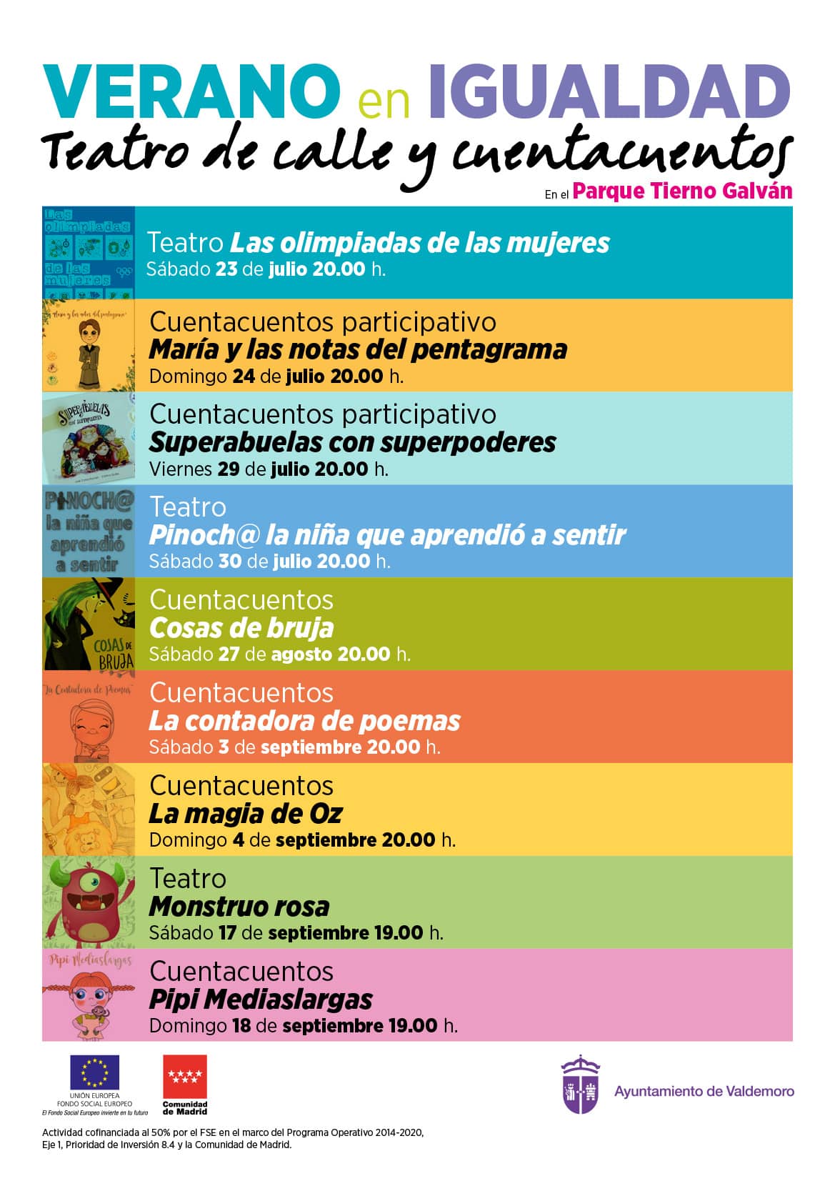 Cartel del teatro de calle y cuentacuentos 'Verano en Igualdad' de Valdemoro