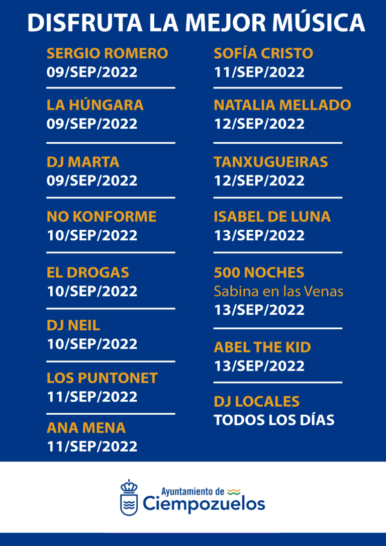 Programación musical de las Fiestas Patronales de Ciempozuelos