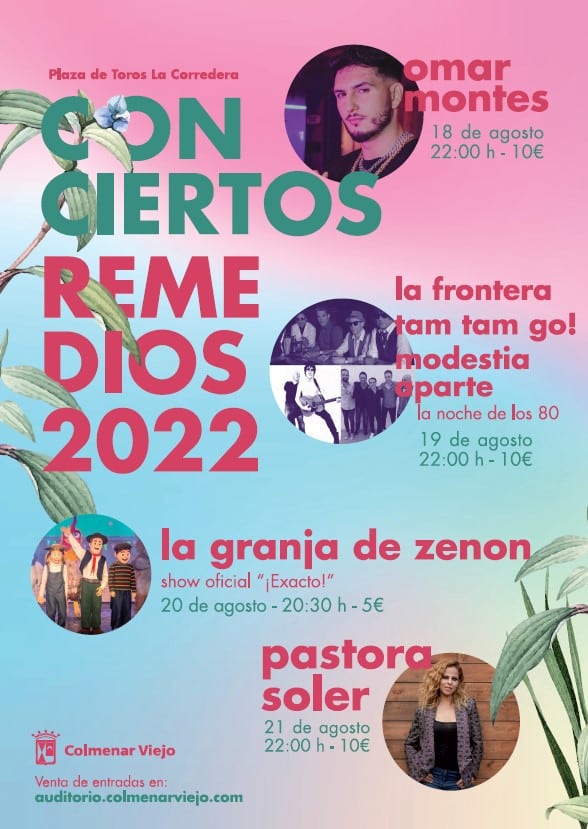 Cartel de los conciertos Remedios 2022 en Honor a la Virgen de Los Remedios.