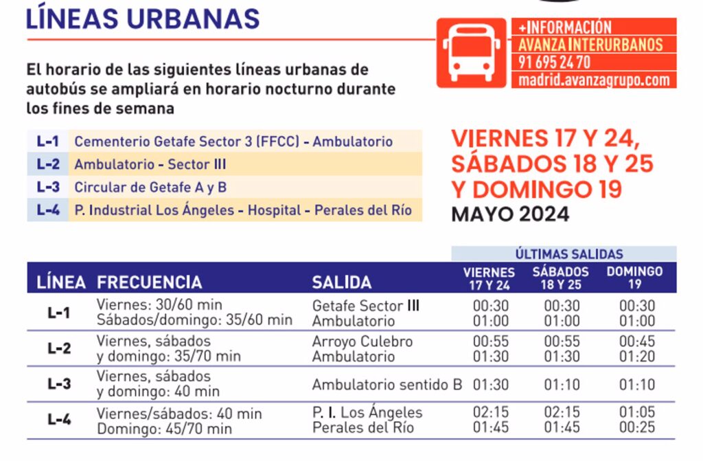 getafe fiestas autobuses