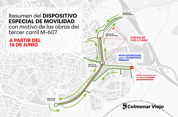 obras m-607 cambios tráfico cortes colmenar viejo